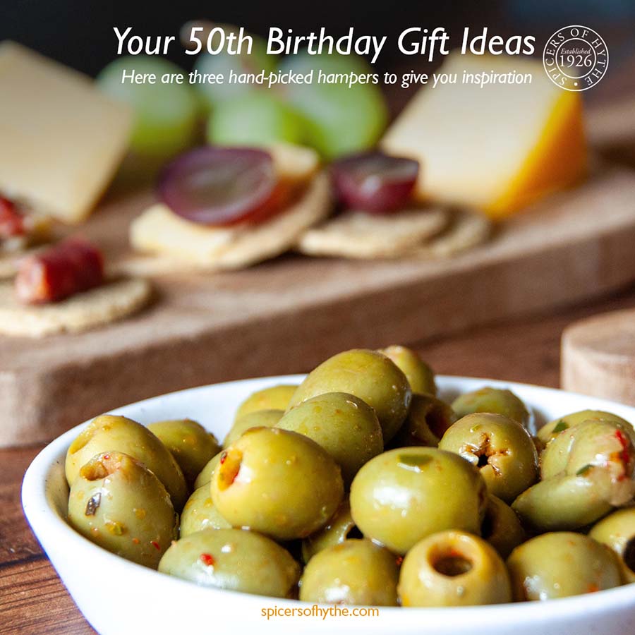 a blog cover for a 50th birthday gift guide written by Spicers of Hythe.