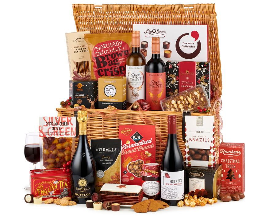 The Christmas Pantry Luxury Prosecco, Red & White Wine Hamper